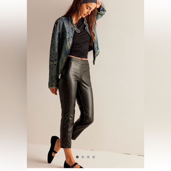 Free People faux leather cropped pants - Picture 1 of 6
